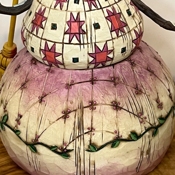 Jim Shore 2003 Winter's Warmth Pink Snowman with Broom Heartwood Creek 112249 - Picture 8 of 12